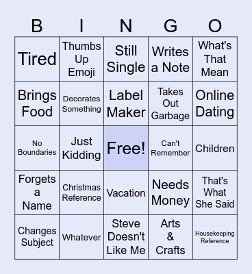 SherBingo Card