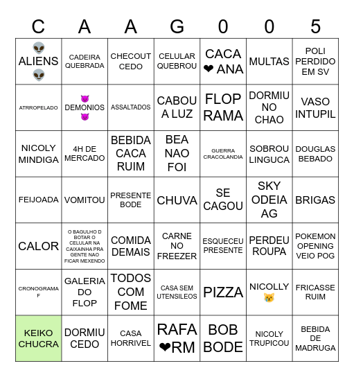BINGO DO CAAG 5 Bingo Card