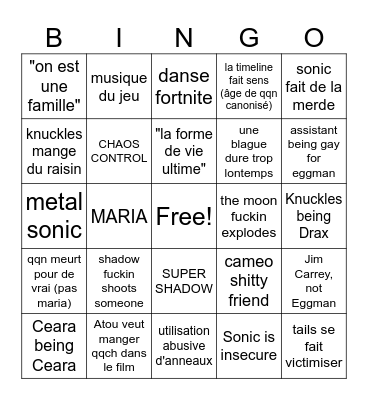 SONINGO Bingo Card