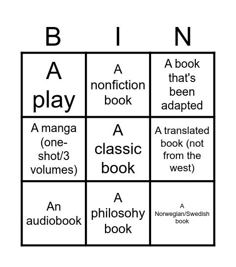 Book bingo Card