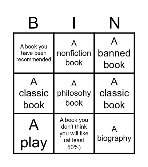 Book bingo Card