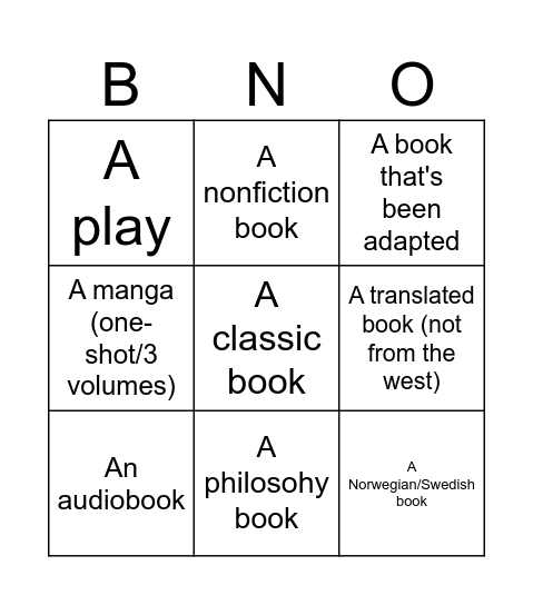 2025 book bingo Card