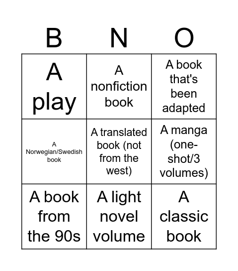 2025 book bingo Card