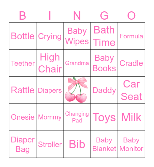 Madi's Baby Shower Bingo Card