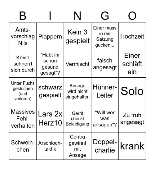 Doppelklupf Bingo Card