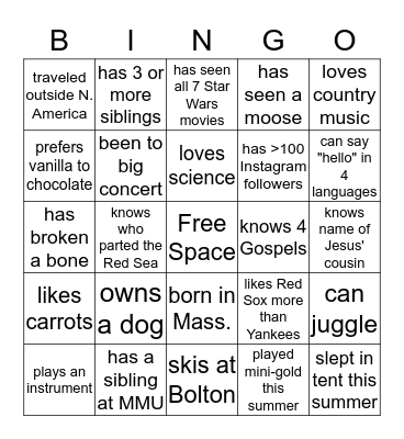 KOWS Bingo - Someone Who: Bingo Card
