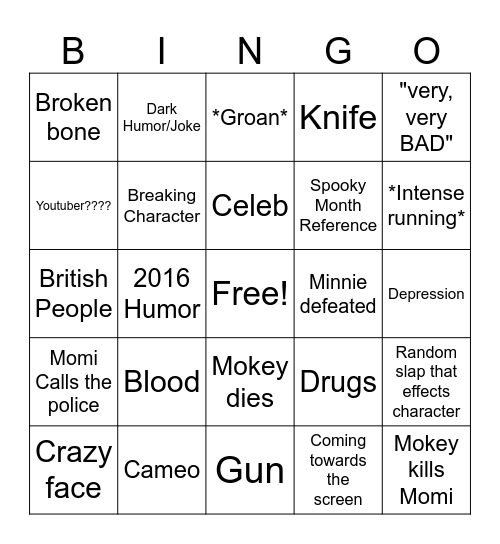Mokey Bingo Card
