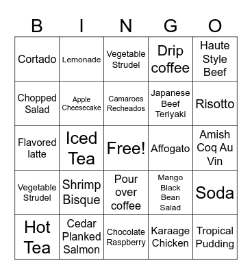Heritage Restaurant Bingo Card