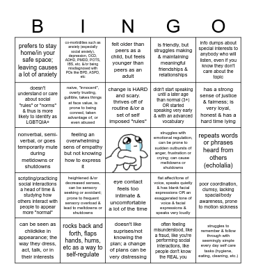 Autism Bingo Card