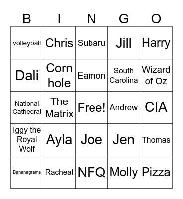 Drew Family Christmas 2024 Bingo Card