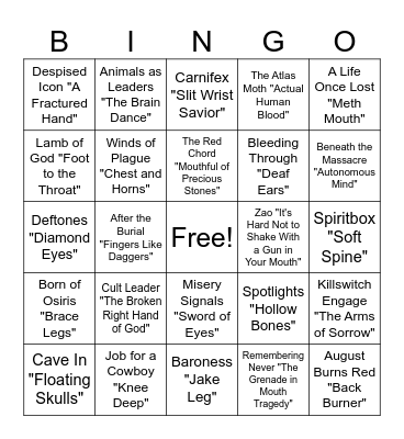 Body Parts (Metal version) Bingo Card