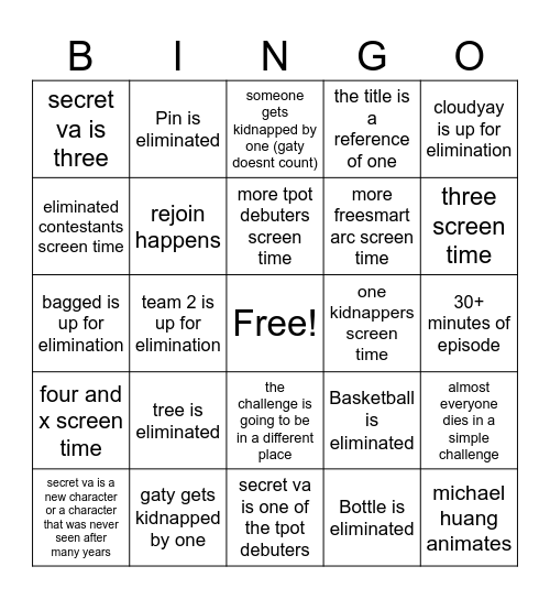 tpot 15 predictions Bingo Card