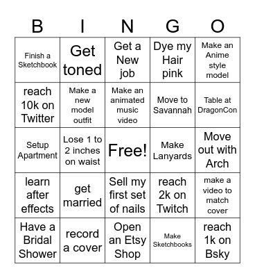 New Years Resolution Bingo Card