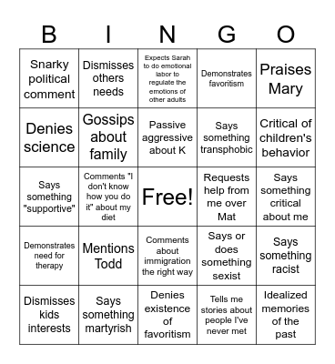 Travel bingo Card