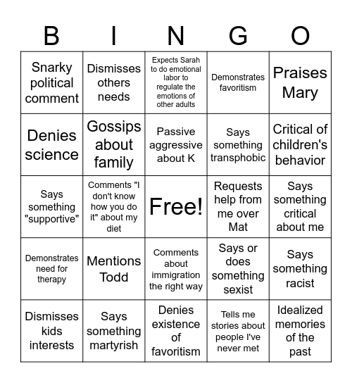 Travel bingo Card