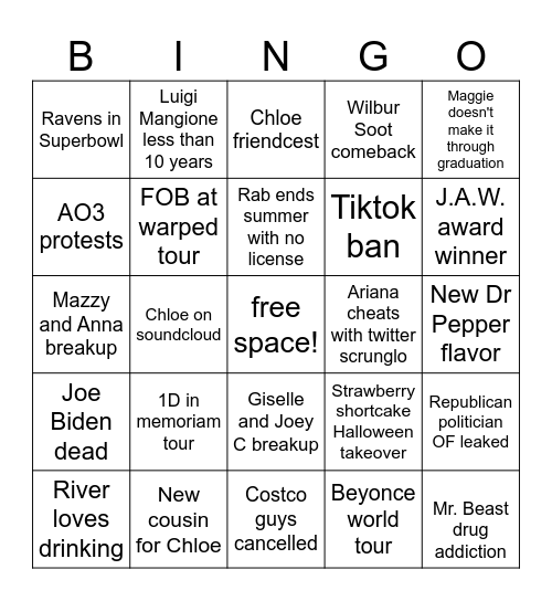 2025 Bingo Card