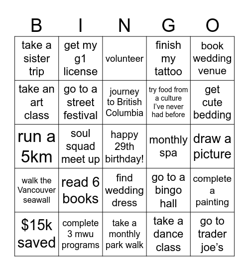 2025 vision bingo board Bingo Card