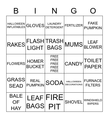 CASHIER BINGO Card