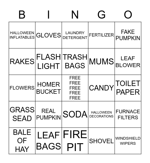 CASHIER BINGO Card