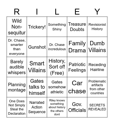 National Treasure Bingo! Bingo Card