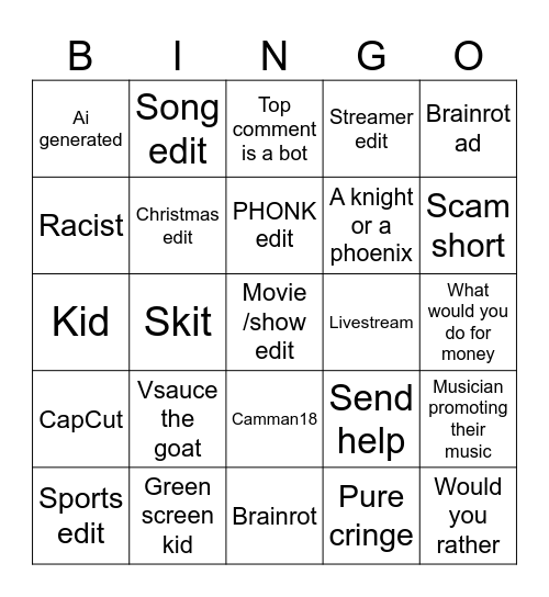 MUSIC BINGO EP 1 Bingo Card