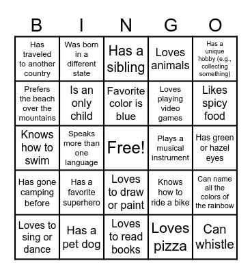 Peace Week Bingo Card
