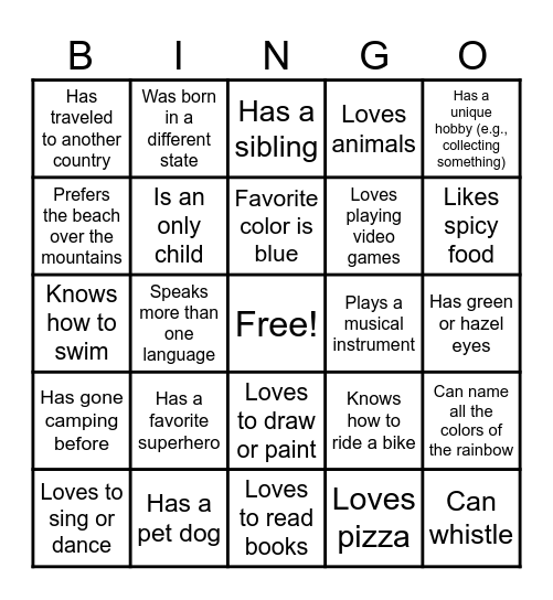 Peace Week Bingo Card