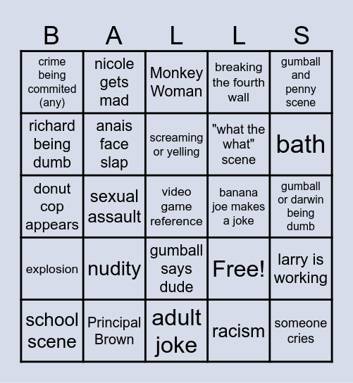 HUNTER LERON GUMBALL BINGO Card