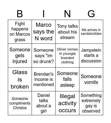 NEW YEARS BINGO Card