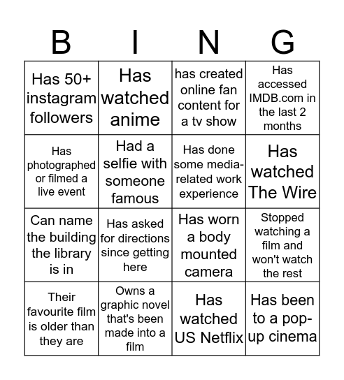 Journalism & Radio Bingo Card