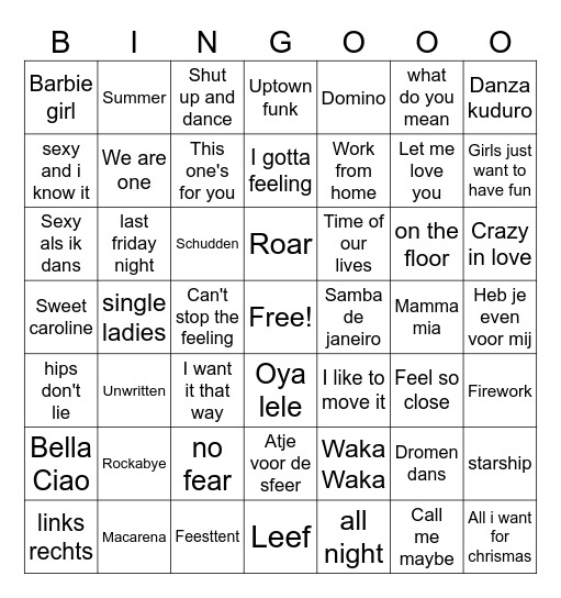 muziek bingo Card
