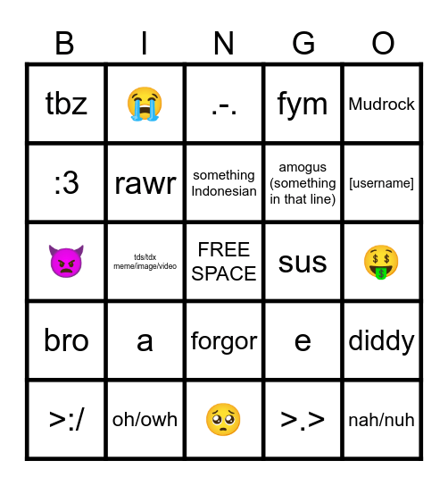 While playing with exe, he said... Bingo Card