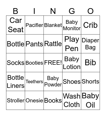 Baby Brody Bingo Card