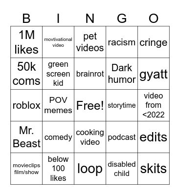 YT Bingo Card