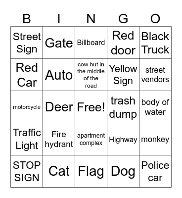INDIABUS RIDE Bingo Card