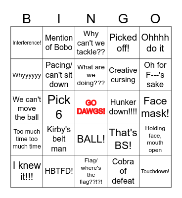 Bulldog Bingo Card