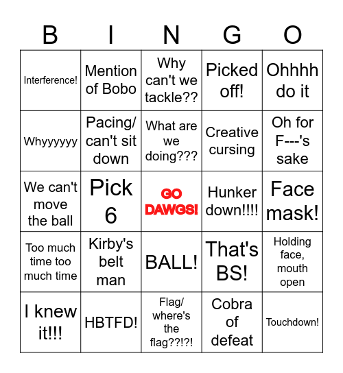 Bulldog Bingo Card