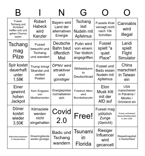 Fussels Weltuntergangsbingo 2025 Bingo Card