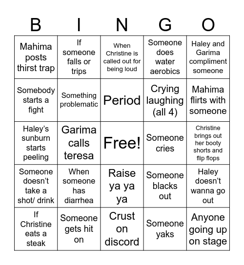 CABOOOOO Bingo Card