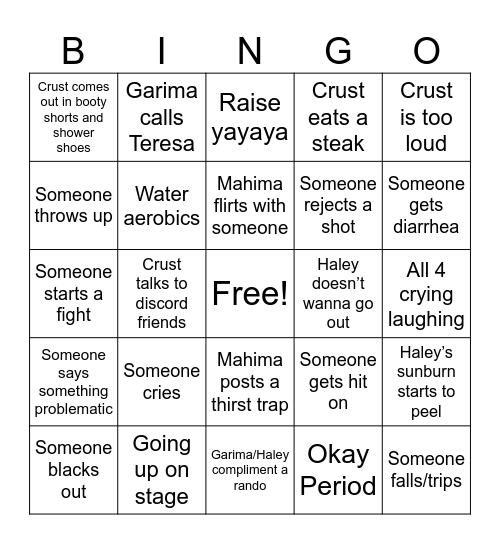 CABO 2024 BINGO CARD Bingo Card