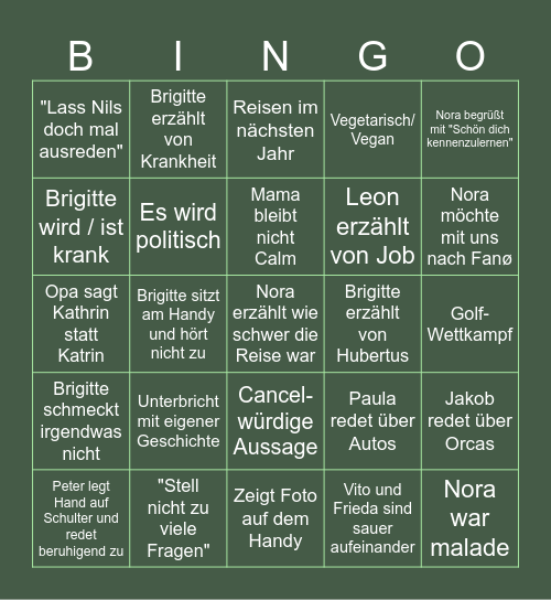 Weihnachten Bingo Card