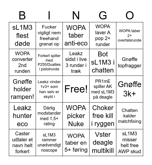WOPA Bingo Card
