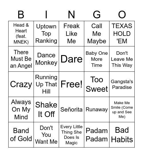 1) Number One's Round Bingo Card