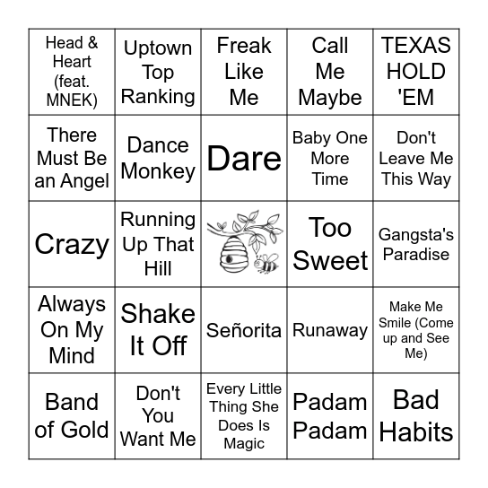 Number 1's Round Bingo Card