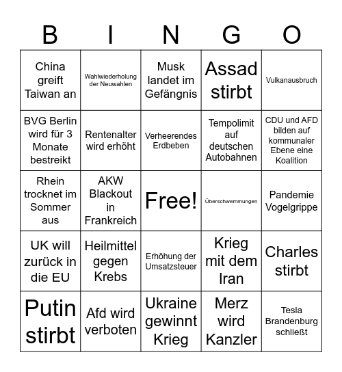 2025 Bingo Card