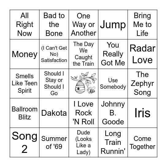 Rock Round Bingo Card