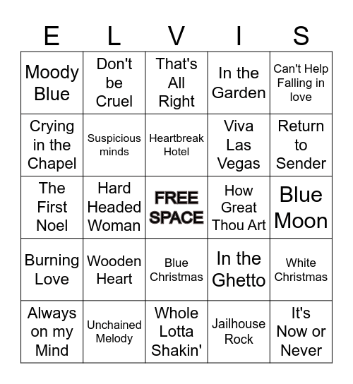ELVIS MUSIC BINGO Card
