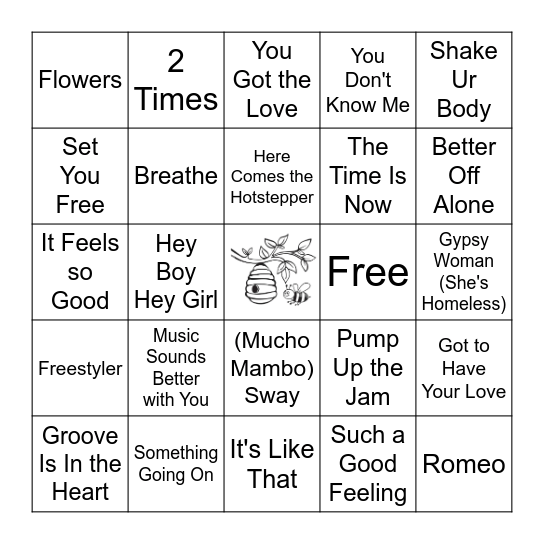 Old Skool Dance Round Bingo Card