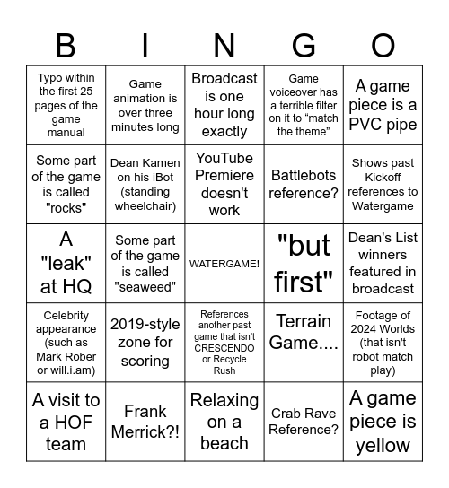 REEFSCAPE BINGO Card