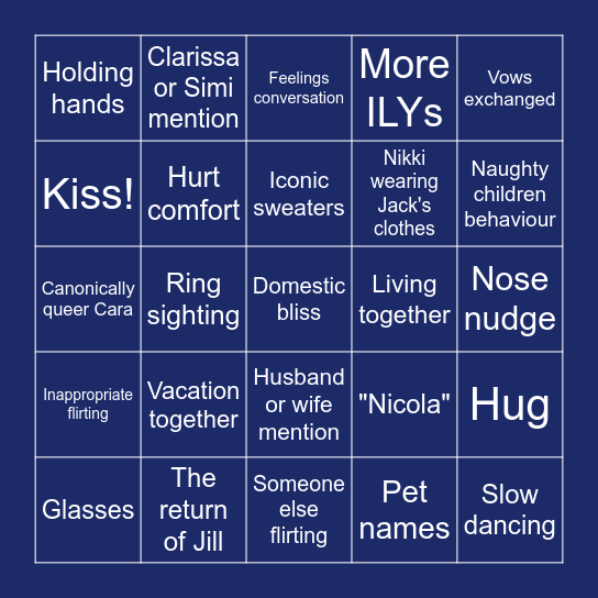 S28 Wishlist Bingo Card